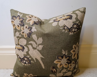 Rose Cumming Macclesfield GREEN single or double sided pillow cover/Made to order