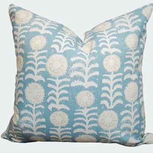 Housse de coussin en tissu Penny Morrison Killi Blue/simple ou double face/fabriqué sur commande