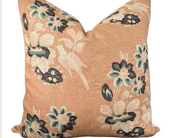 Rose Cumming Macclesfield orange single or double sided pillow cover/Made to order