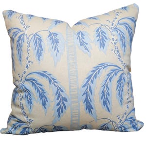 Sister Parish Palms Fabric Cornwall Blue pillow cover designer