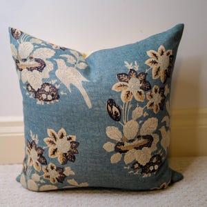 Rose Cumming Macclesfield BLUE single or double sided pillow cover/Made to order