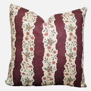 Housse de coussin Jasper Michael S Smith simple ou double face/chêne rouge rayé/fabriqué sur commande