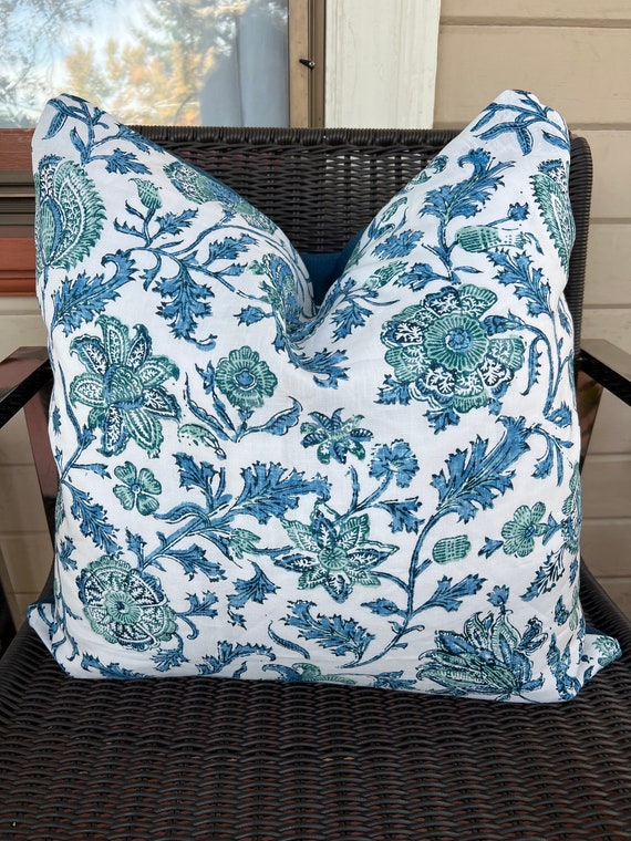 Lisa Fine Textiles Zahra Peacock Blue Pillow Cover Designer - Etsy