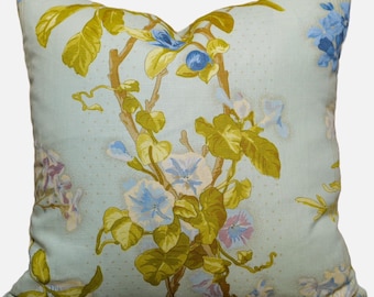 Jasper fabric HIBISCUS MORNING - BLUE Pillow cover