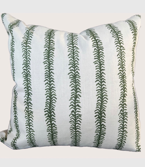 Erika M. Powell Textiles Viney Stripe in Green Pillow Cover -  Canada