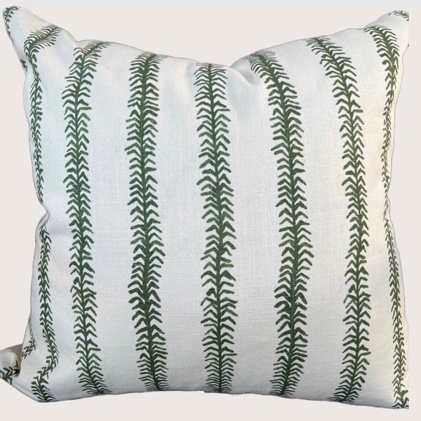 Erika M. Powell Textiles Viney stripe in green pillow cover