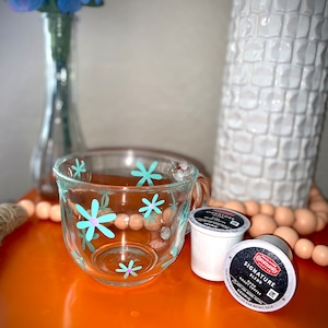 Glass Floral Coffee Mug (with Handle)