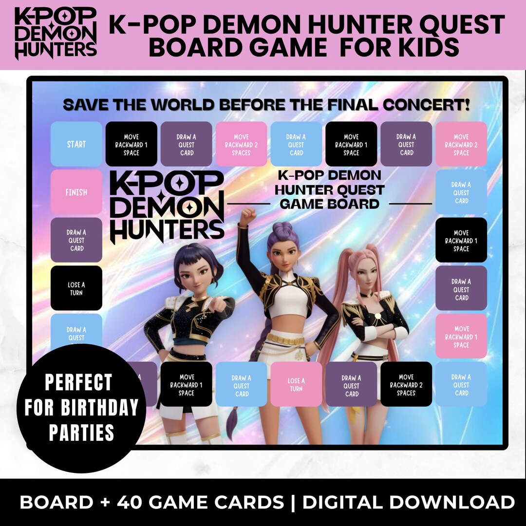 Kpop Birthday Party Game Printable Board Game for Kids & Teens, K-pop ...