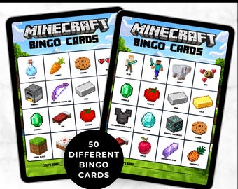 Minecrafter Bingo Cards | Minecrafter Birthday Party Game for Kids | Printable Gaming Bingo Cards | Minecrafter Party Favor