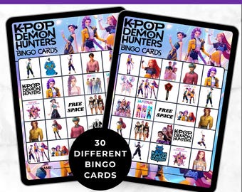 KPop Demon Hunter Bingo Cards, Teen Birthday Party Game K-Pop Huntrix Game, Instant Download