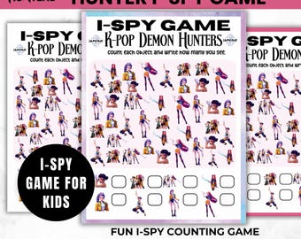 K-Pop Demon Hunters I Spy Game | I Spy Counting Activity | Printable Girls Birthday Party Game K-Pop Printable Game, Instant Download