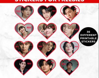 BTS Fan Stickers Printable | Kpop Sticker Sheet | Army Freebies | Army Party Favors | B T S Printable Stickers | Instant Download
