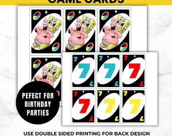 Sponge Under the Sea UNO Card Game Printable | Kids Birthday Party Game | 90 Card Printable Game | Kid Party Activity | Instant Download