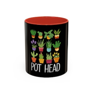 Funny Plant Mug, Pot Head Plant Cup, Herbal Tea Cup, Plant Lover Gift, Coffee Cup Plant Gifts for Women Gardening Gift