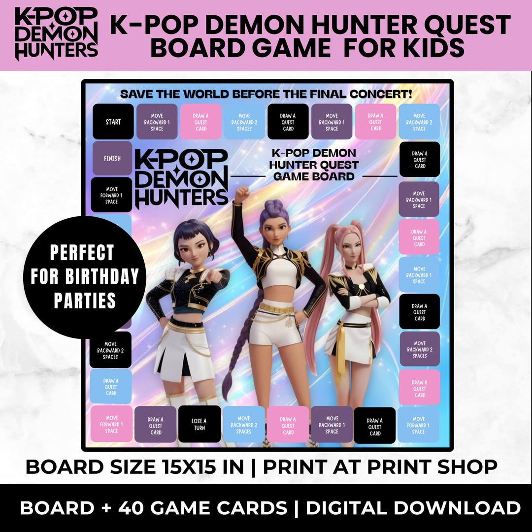 Kpop Birthday Party Game Printable Board Game for Kids & Teens, K-pop ...