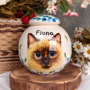 Hand-Painted Pet Portrait Urn | Personalized Ceramic Keepsake, Cat Urn