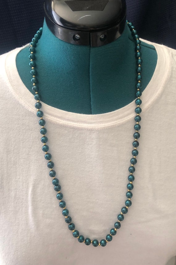 Turquoise/gold bead Necklace - image 9