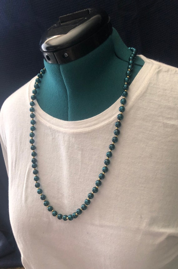 Turquoise/gold bead Necklace - image 3