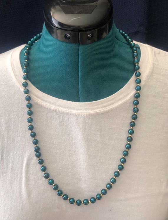 Turquoise/gold bead Necklace - image 1