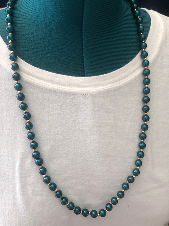 Turquoise/gold bead Necklace - image 7
