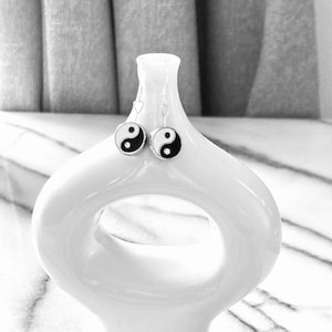 Black and white yin yang earrings