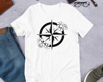Floral Compass Rose Travel Short-Sleeve Unisex T-Shirt