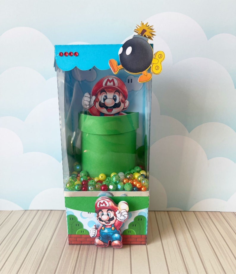 Mario Party Favors Boxes Personalized Party Supplies Tags Etsy