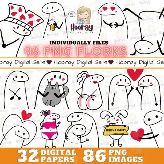 Meme Flork clipart, kit digital flork png, instant download – Kawaii Raymi