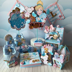 Cinderella - Favors Boxes Personalized, Party Supplies Tags Digital, Cake Printable, Kit Party, Birthday Decoration (Studio)