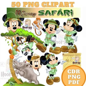 Mickey Minnie Safari clipart PNG - Minnie Safari high resolution  -Mickey Safari images scrapbooking vector CDR