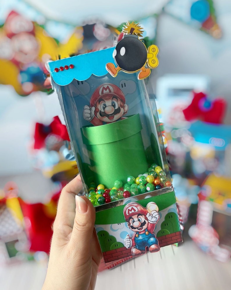 Mario Party Favors Boxes Personalized Party Supplies Tags Etsy