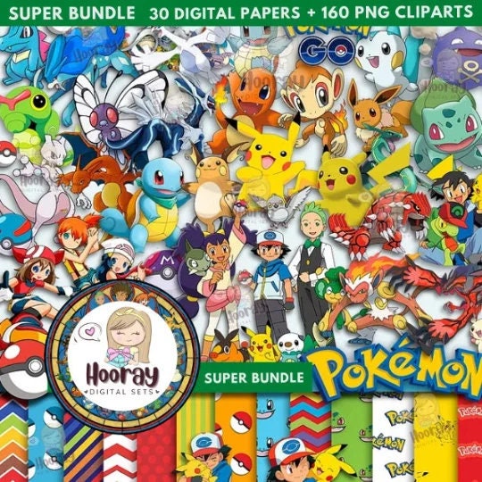 Kit Digital Pokemon Kids 170 Imagens em PNG