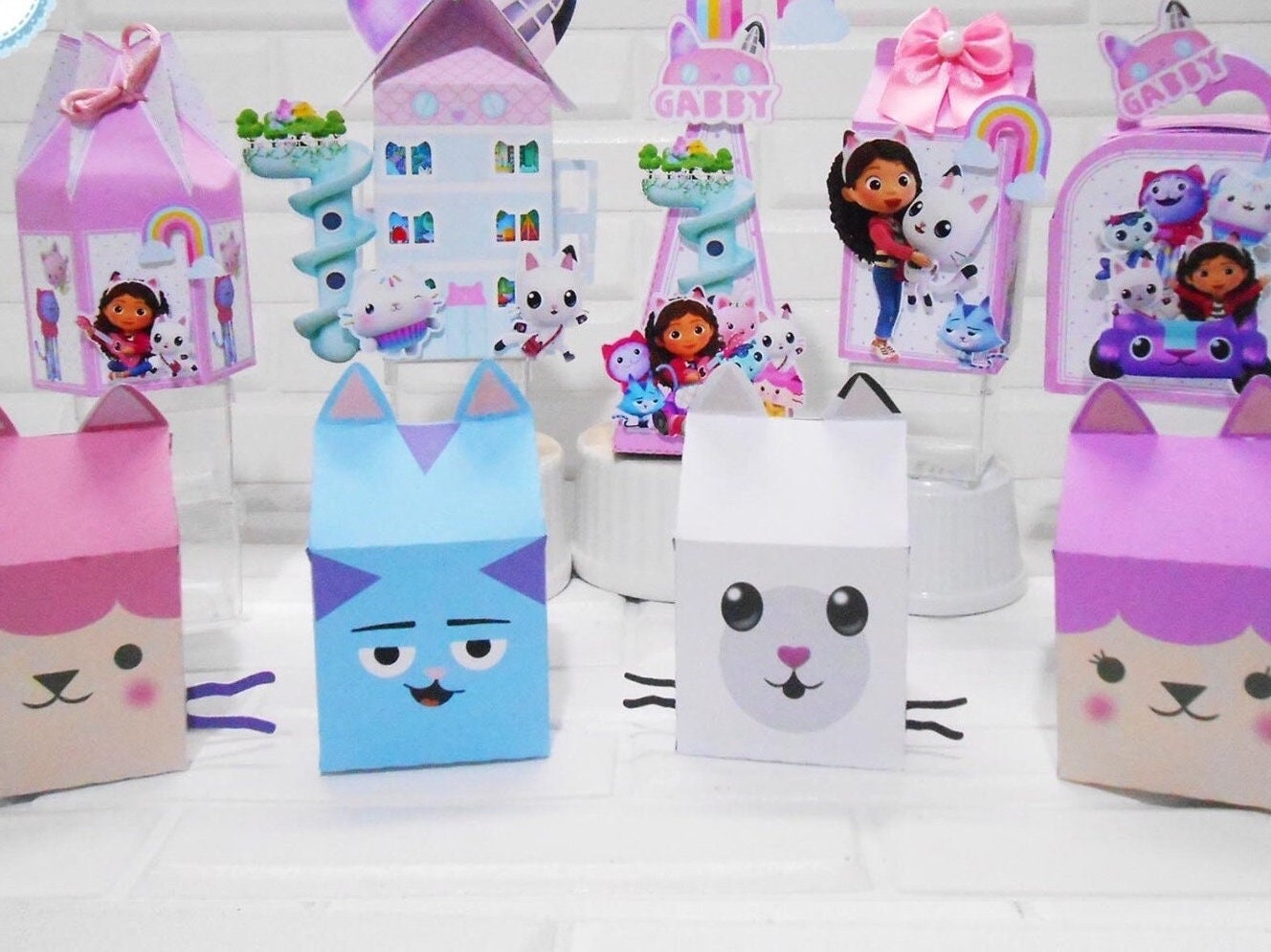 Gaaby's Dollhouse - Favors Boxes Personalized, Party Supplies Tags Digital, Cake Printable, Kit Party, Birthday Decoration, Invite