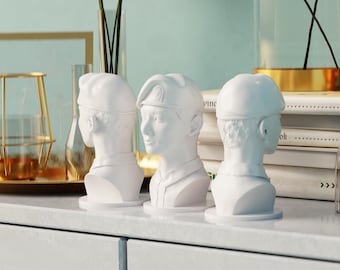 Jungkook BTS Bust - 3D-Printed - Military Uniform – 13cm Collectible BTS Fan Art - aesthetic room decor   accessories trinkets desk art