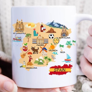 Tasse à café Espagne, cadeau Espagne, vacances en Espagne, carte de l'Espagne, cadeau tasse à café