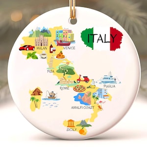 Italien Weihnachtsverzierung, Karte von Italien Kunst, personalisierte Italien Verzierung, Weihnachtsgeschenk, Italien Feiertagsdekor
