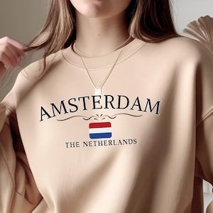 Amsterdam Sweatshirt, Amsterdam Netherlands Sweater, Amsterdam Apparel, Netherlands Travel Gift, Comfy Pullover, Unisex Crewneck