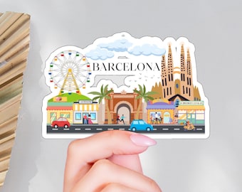 Barcelona Sticker, Barcelona Spain Landmarks, Spain Vacation Gift, Barcelona Decal, Travel Destination Collection, Sticker For Scrapbook