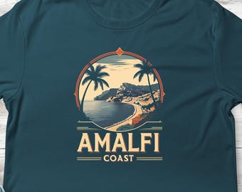 Amalfikustenskjorta, retro Amalfi Italien T-shirt, unisex bomullströja