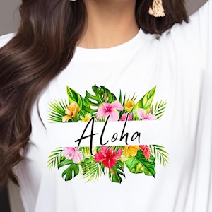 Aloha Shirt, hübsches Blumen Hawaii T-Shirt, Aloha Style T-Shirt, Blumen Aloha T-Shirt, Geschenk für sie
