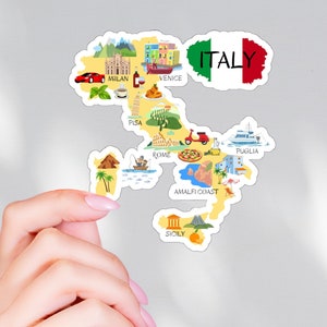 Italy Map Sticker, Travel Sticker, Italy Travel Gift, Laptop Decals
