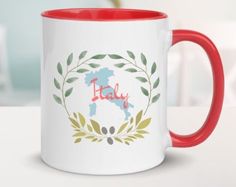 Italy Map Coffee Mug, Colorful Accent Mug, Travel Gift