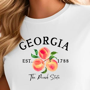 Georgia Shirt, Georgia T-Shirt with Peaches, The Peach State Shirt, Georgia Travel Gift, Georgia Peach  T-Shirt,