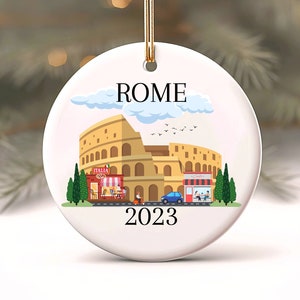 Rome Christmas Ornament, Custom Ornament, Rome Italy Landmarks, Rome Vacation Gift, Personalized Holiday gift