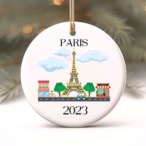 Paris Christmas Ornament, Custom Ornament, Paris Landmarks, France Vacation Gift, Personalized Holiday Gift