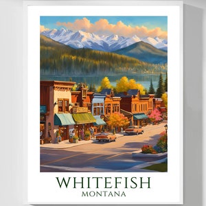 WhiteFish Montana Wandkunst, WhiteFish Poster, Montana Kunstwerk, Montana Reisegeschenk, Whitefish MT Poster Druck, Montana Home Decor