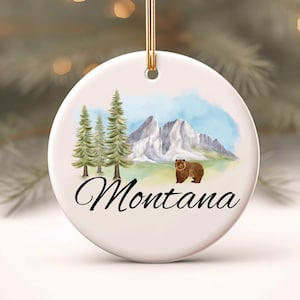 Montana Christmas Ornament, Gift For Montana Lover, Holiday Montana Ornament Gift, Watercolor Mountain Design, Housewarming Gift