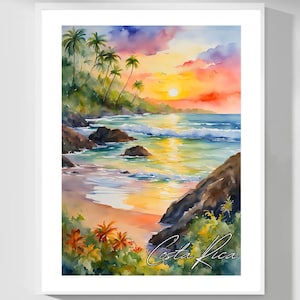 Costa Rica Wall Art, Costa Rica Poster, Tropical Beach Wall Art Print, Costa Rican Decor, Coastal Art Print, Vacation Home Decor