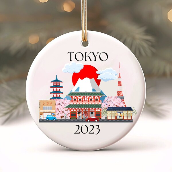 Tokyo Christmas Ornament, Custom Ornament, Tokyo Japan Landmarks, Japan Vacation Gift, Personalized Holiday gift