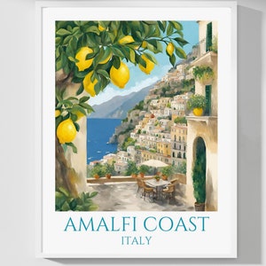 Amalfi Coast Poster, Amalfi Coast Art, Italy Travel Poster Art, Amalfi Travel Gift, Italian Home Decor
